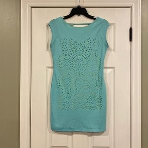 Light blue/lime green dress!